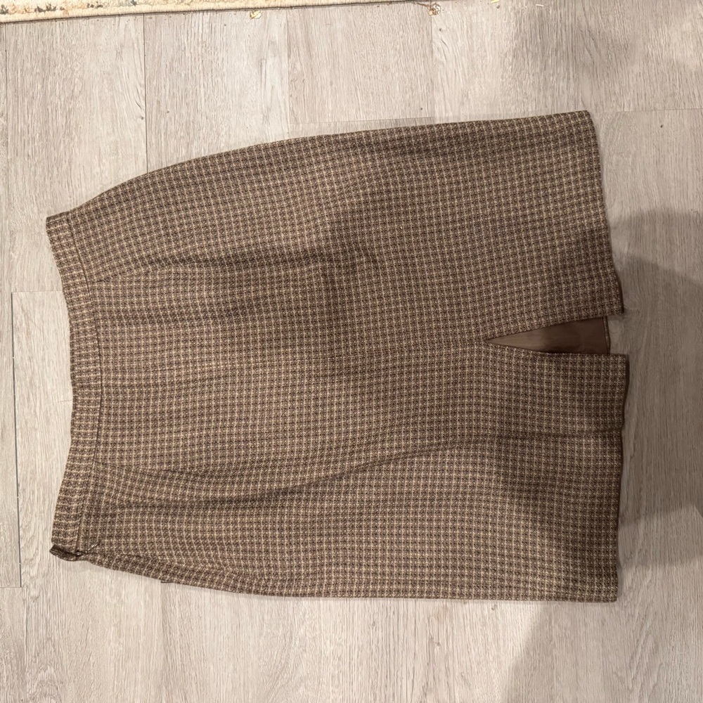 Rena Rowan For Seville Vintage Pencil Skirt Brown Plaid Size 8 Wool Rayon Blend - Picture 5 of 6